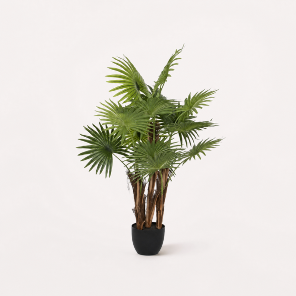 Taro artificial 180 cm con hojas de palmera sobre fondo blanco