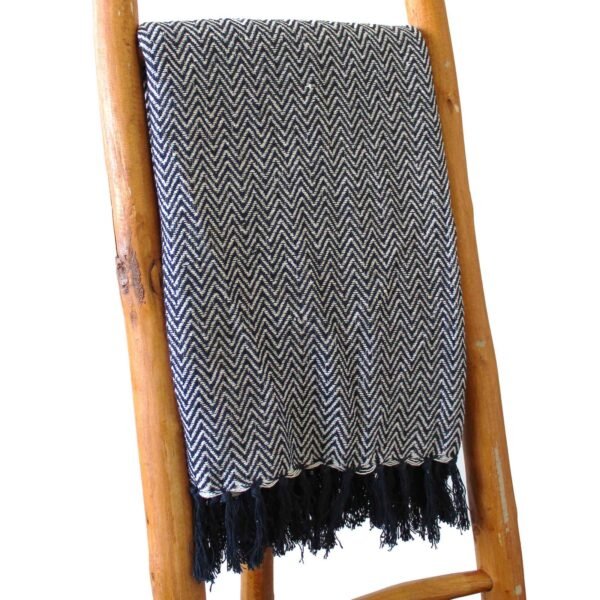 Mantas bohemias de confort - Zigzag azul marino